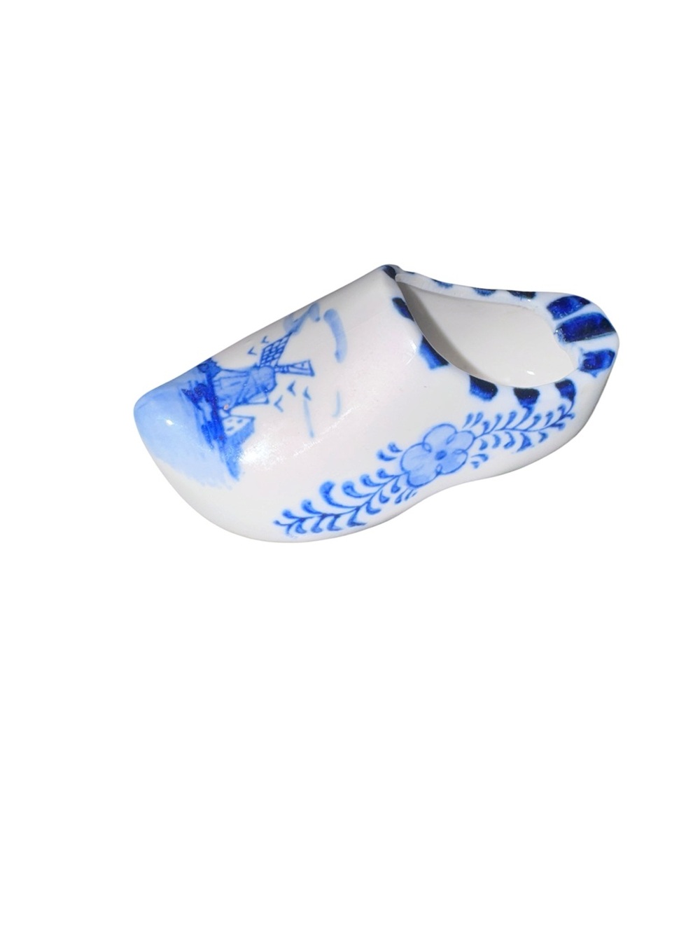 Vintage Blue & White Delft Style Porcelain Dutch Shoe Miniature
